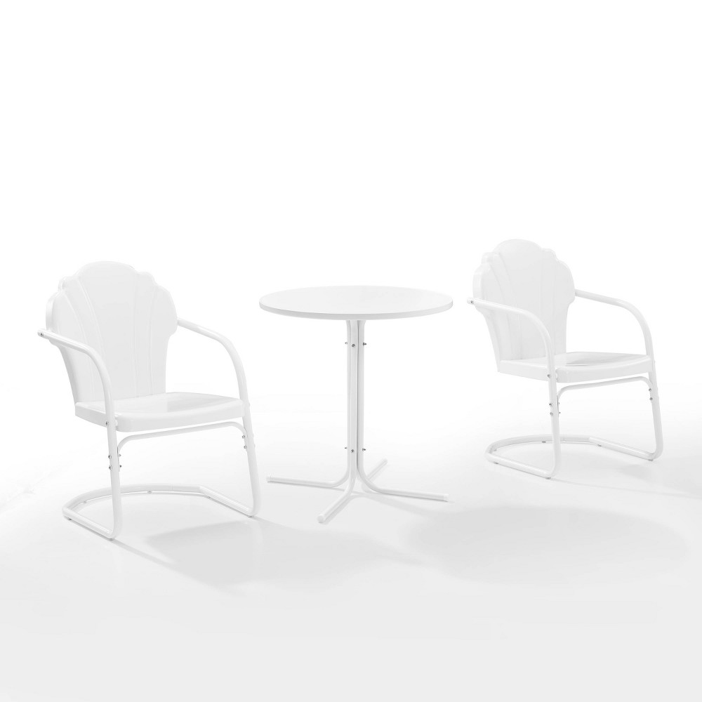 Photos - Garden Furniture Crosley Tulip 3pc Outdoor Bistro Set with Table & 2 Chairs - White  