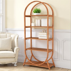 MAYEERTY 5-Tier Bookshelf, 70.8" Open Bookcase Arched Display Rack - 1 of 4