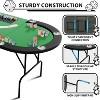 Poker Table w/Metal Legs, Oval Poker Table 9 Stainless Steel Cup Holders, Blackjack Gaming Tables with Water-Resistant Cushioned Rail - 4 of 4