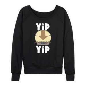 Women's - Avatar: The Last Airbender - Cute Appa Yip Yip Lightweight French Terry Wide Neck Long Sleeve Shirt - 1 of 4