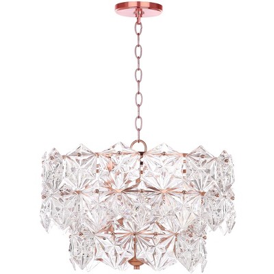 Sia 4 Light 19-Inch Dia Adjustable Pendant  - Clear/Copper - Safavieh