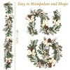 6 ft Pre-Lit Christmas Garland, Gold Theme with 20 Lights, Ball Ornaments, Pine Cones, Berries, Ribbons & Faux Antlers for Door, Mantel, Stairs - 4 of 4