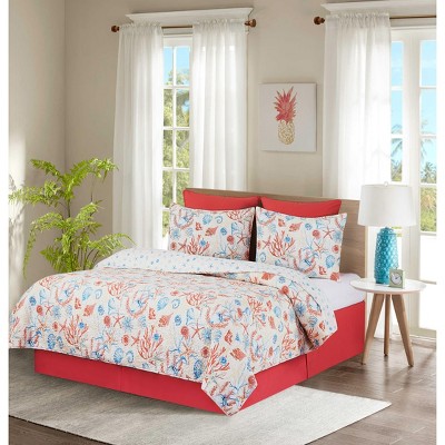 Shelly Shores White Cotton Reversible Twin Quilt Set