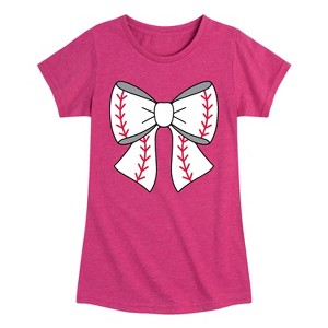 Girls' - Instant Message - Baseball Bow Fitted Short Sleeve Graphic T-Shirt - 1 of 4