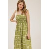 August Sky Women's Smocked Faux Tie Strap Sea Print Midi Dress - 4 of 4