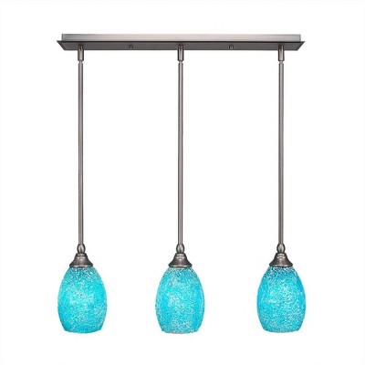 Toltec Lighting Any 3 - Light Chandelier in  Brushed Nickel with 5" Turquoise Fusion Shade