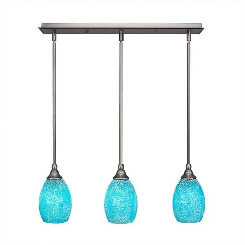 Toltec Lighting Any 3 - Light Chandelier in  Brushed Nickel with 5" Turquoise Fusion Shade - image 1 of 1