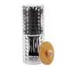 Unique Bargains Upper and Lower Combination Acrylic Bamboo Wood Cotton Swab Jar Clear Wood Color 1 Pc - 3 of 4