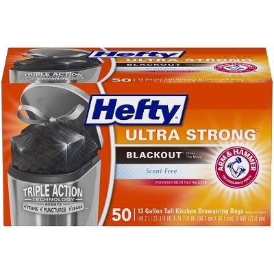 Hefty Ultra Strong Tall Kitchen Drawstring Trash Bags - Clean Burst Scent - 13  Gallon - 50ct : Target