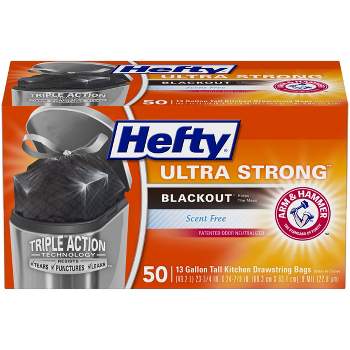 Hefty Ultra Strong Tall Kitchen Drawstring Trash Bags - Unscented - 13 Gallon - 50ct