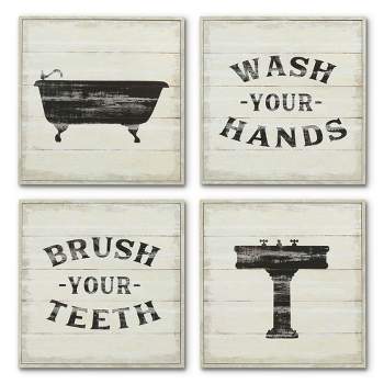 Americanflat Vintage Rustic Bathroom Signs - 2, 3 & 4 X Composite Wood 10" Bathroom Signs For Wall Decor