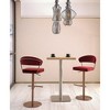 Whiteline Modern Living Nova Barstool, Red Velvet Seat, Adjustable Height, Rose Gold Stainless Steel Base - 2 of 4