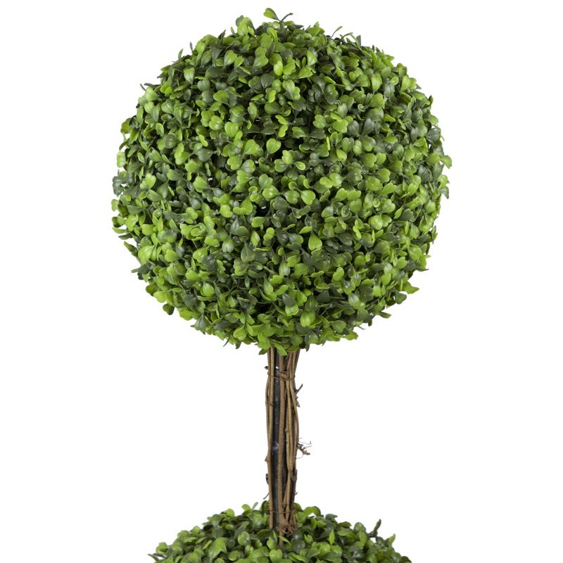 Northlight 4' Unlit Artificial Potted Two Tone Green Double Ball Boxwood Topiary Garden Tree, 3 of 6