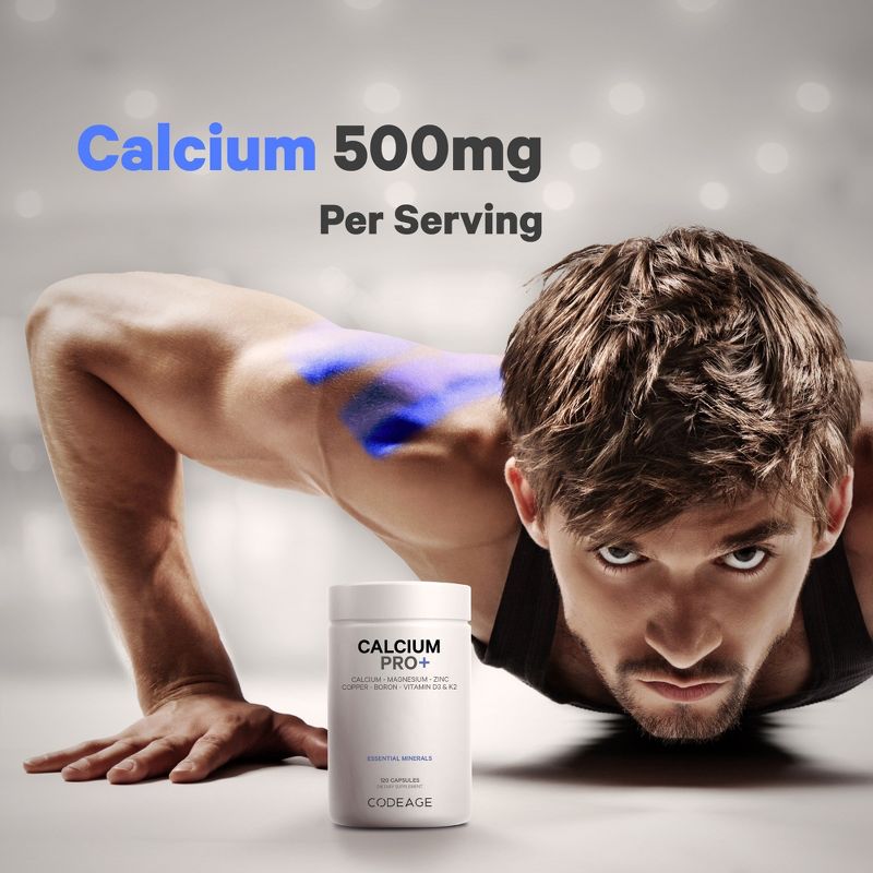Codeage Calcium Supplement, Magnesium Zinc Copper Boron, Vitamin D3 + K2 - 120ct, 4 of 9