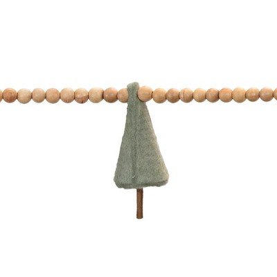 Beaded Pine Tree Garland with Felt Wool Accents, 65.5"