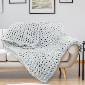 Catalonia 50"x60" Chunky Knit Blanket, Soft Plush Crochet Chenille Blanket, Knitted Yarn Blanket for Home Decor or Dorm Decor, Comfort Caring Gift - 1 of 4