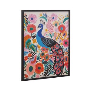 Kate & Laurel All Things Decor 16"x20" Gallery Bright Colorful Boho Peacock and Botanicals Print by The Creative Bunch Studio Black - 1 of 4
