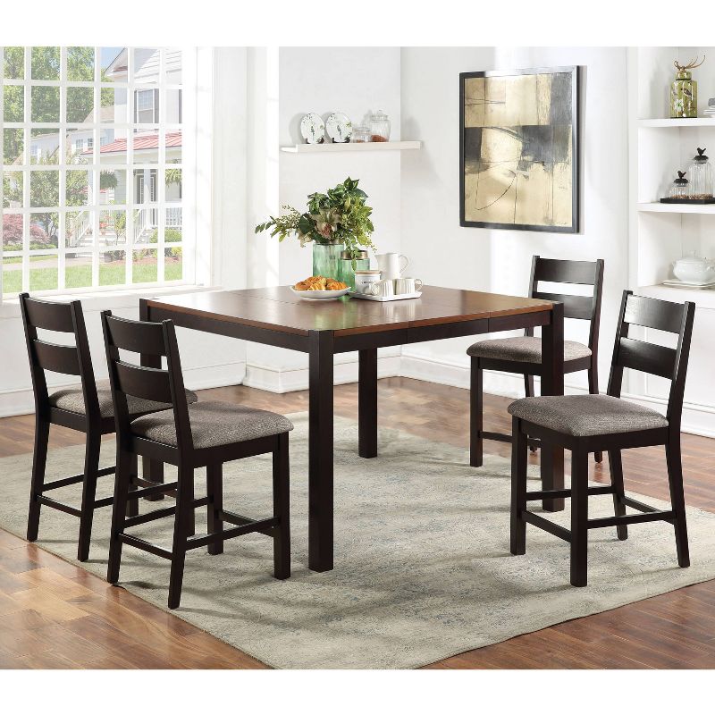 5pc Ulmar Counter Height Extendable Dining Table Set Dark Oak/Espresso - HOMES: Inside + Out, 3 of 7