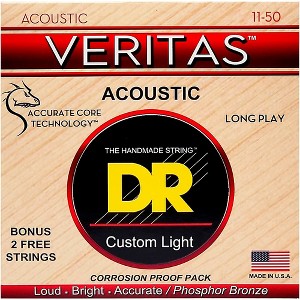 DR Strings Veritas - Perfect Pitch with Dragon Core Technology Custom Light Acoustic Strings (11-50) - 1 of 4