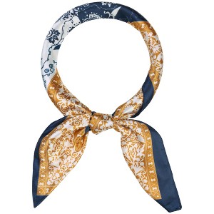 Elerevyo Women's Satin Large Paisley Contrast Color Silk Square Scarf Head Wrap Bandanas 35.4" X 35.4" - 1 of 4