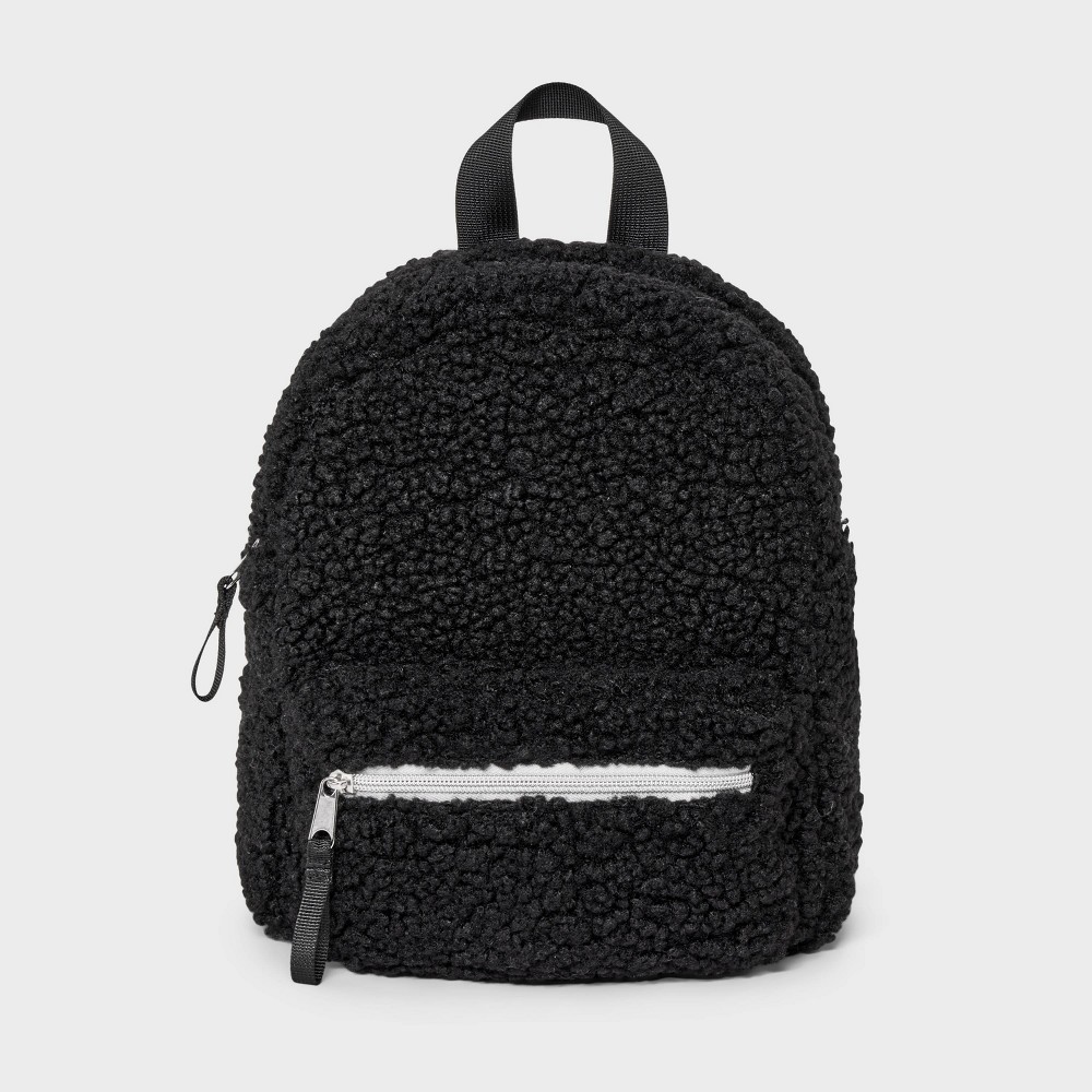 Photos - Backpack Kids' Mini Faux Shearling  - art class™ Black