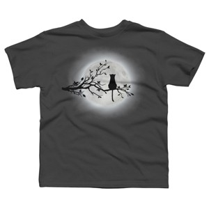 Boy's Design By Humans The Cat and The Moon By Maryedenoa T-Shirt - 1 of 3