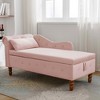 MAYEERTY Velvet Chaise Lounge, Storage Pillow Nailhead Trim Rolled Arm, Living Room Bedroom Office, Beige - 2 of 4