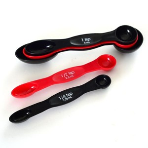 Norpro 5 Piece Nesting Magnetic Measuring Spoon Set 1/4 tsp to 1 tbsp, Red/Black - 1 of 4