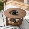 Bekrvio 31.5'' Round Coffee Table with Solid Wood Pine Legs, 2-Tier Boho Wood Coffee Table with Storage Shelf for Living Room - 4 of 4