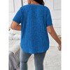 BLUEMING Women's Plus Size Ribbed Short Sleeve Tops V Neck Shirts Loose Lightweight Casual Pullover Blouses - 2 of 2