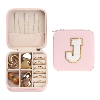 Unique Bargains Women Teen Girl Gifts Small Portable PU Leather Pink Jewelry Case Storage