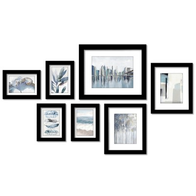 Blue Cityscape by Pi Creative - 7 Piece Framed Gallery Wall Art Set Multi / Black - Americanflat