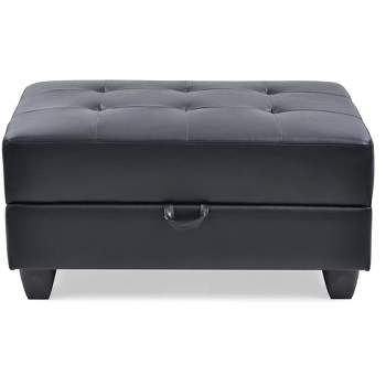 Passion Furniture Revere Faux Leather Upholstered Storage Ottoman