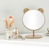 Unique Bargains Large Panda Ears Desktop Cosmetic Mirror Wood Color 1 Pc - image 3 of 3