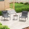 Tangkula 3 Piece Patio Set Outdoor Table and Chairs Bistro Set Small Front Porch Balcony Furniture - 2 of 4