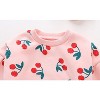 MyKids-USA Baby Girl Allover Cherry Pattern Lantern Sleeves Triangle Bodysuit Onesies - 2 of 4