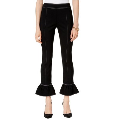 I.N.C International Concepts Womens Bell-Hem Casual Trouser Pants, Black, 0