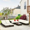 Outsunny 9-Piece Outdoor Patio Sectional Furniture Set, Cushions, Pillows, 2 Reclining Chaise, Outdoor Coffee Table, Wicker Sofa Set, Cushions, Beige - 2 of 4
