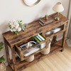 Entryway Table, Wood Console Table with 2 Glass Drawers, 2 Tier Sofa Table with Storage for Living Room, Foyer Tables for Entryway - 4 of 4