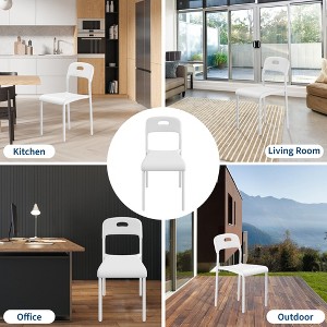 Stackable Modern Kitchen Chairs, Plastic Dining Room Chair with Metal Legs, Easy Assembly, - 1 of 4