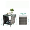 VisioGear Square End Table, Outdoor Bistro Coffee Table with Glass Top Storage Shelf for Porch Garden Backyard, Gray, 17.9"*17.9"*20" - 3 of 4