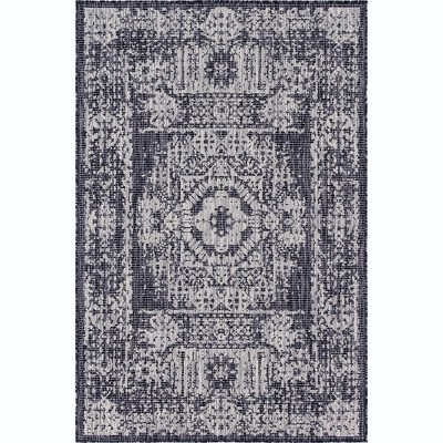 Charcoal Gray Synthetic 4'x6' Easy-Care Outdoor Rug