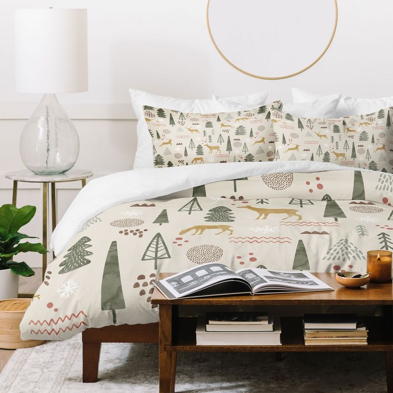Marta Barragan Camarasa Deer Christmas forest Duvet Cover + Pillow Sham(s) - Deny Designs, 3 of 5