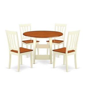 HomeStock 5-Pc Buttermilk and Cherry Solid Wood Top - Round Dining Room Set - Seats-4 - 1 of 4