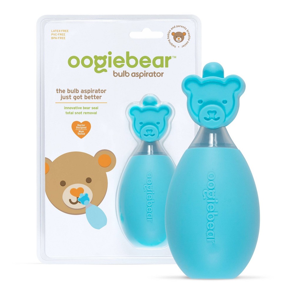 oogiebear Bulb Aspirator Handheld Baby Nose Cleaner for Newborns, Infants, and Toddlers - Blue