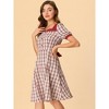 INSPIRE CHIC Women's Contrast Square Neck Long Sleeve Plaid Dress - 4 of 4