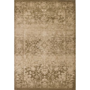 HomeRoots 5' X 8' Beige And Tan Floral Medallion Distressed Area Rug - 1 of 4