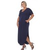 Plus Size Short Sleeve V-neck Maxi Dress - 3 of 4