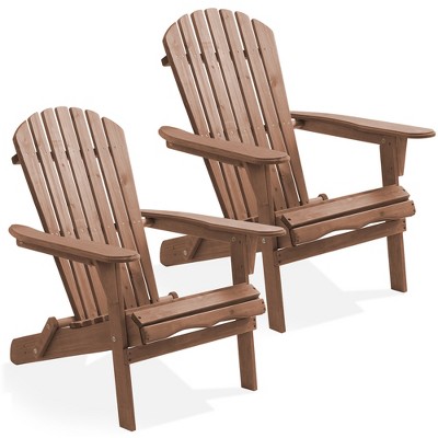 Casafield Folding Adirondack Chairs, Set Of 2 Cedar Wood Outdoor Lounge ...