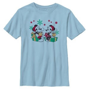 Boys Mickey & Friends Holiday Duo Drinking Coffee T Shirt - 1 of 4